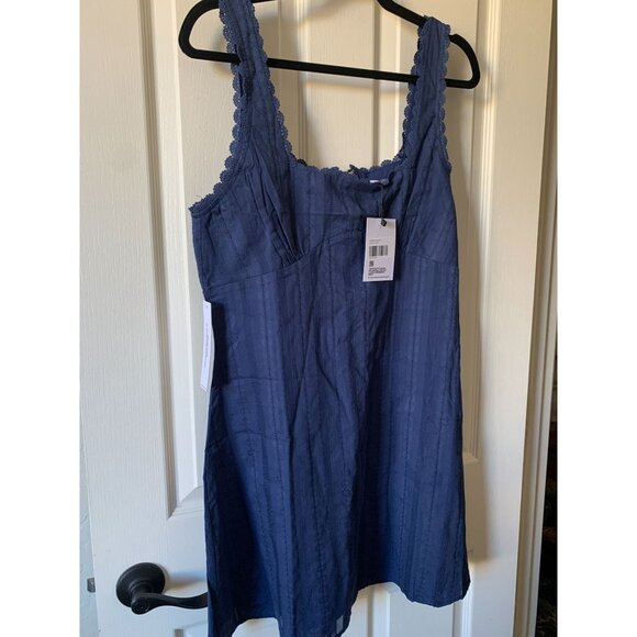 Princess Polly Navy Blue Sleeveless Lace-Trimmed Mini Dress US 12 AU 16 EU 44 - Picture 1 of 4